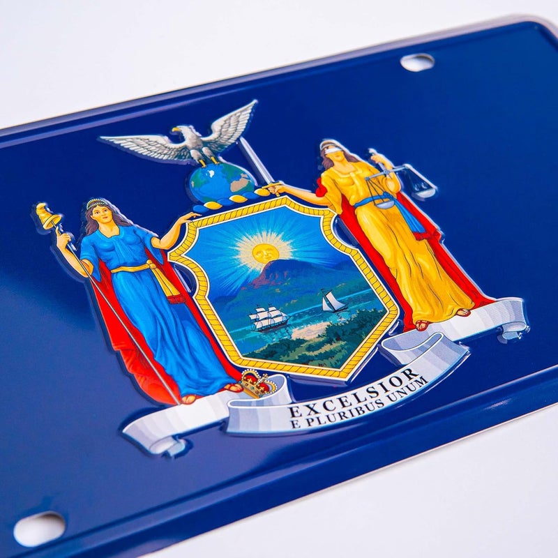 Pickwicks New York State Flag License Plate – Embossed Aluminum – Empire State Pride – Decorative Car Tag – 6”x12” Novelty Metal Sign (New York) - Image 2